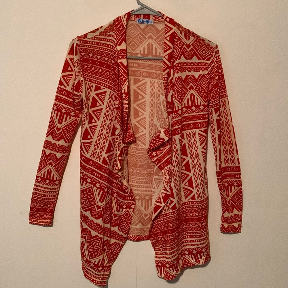 Blu-💙 Aztec Print Long Sleeved Cardigan